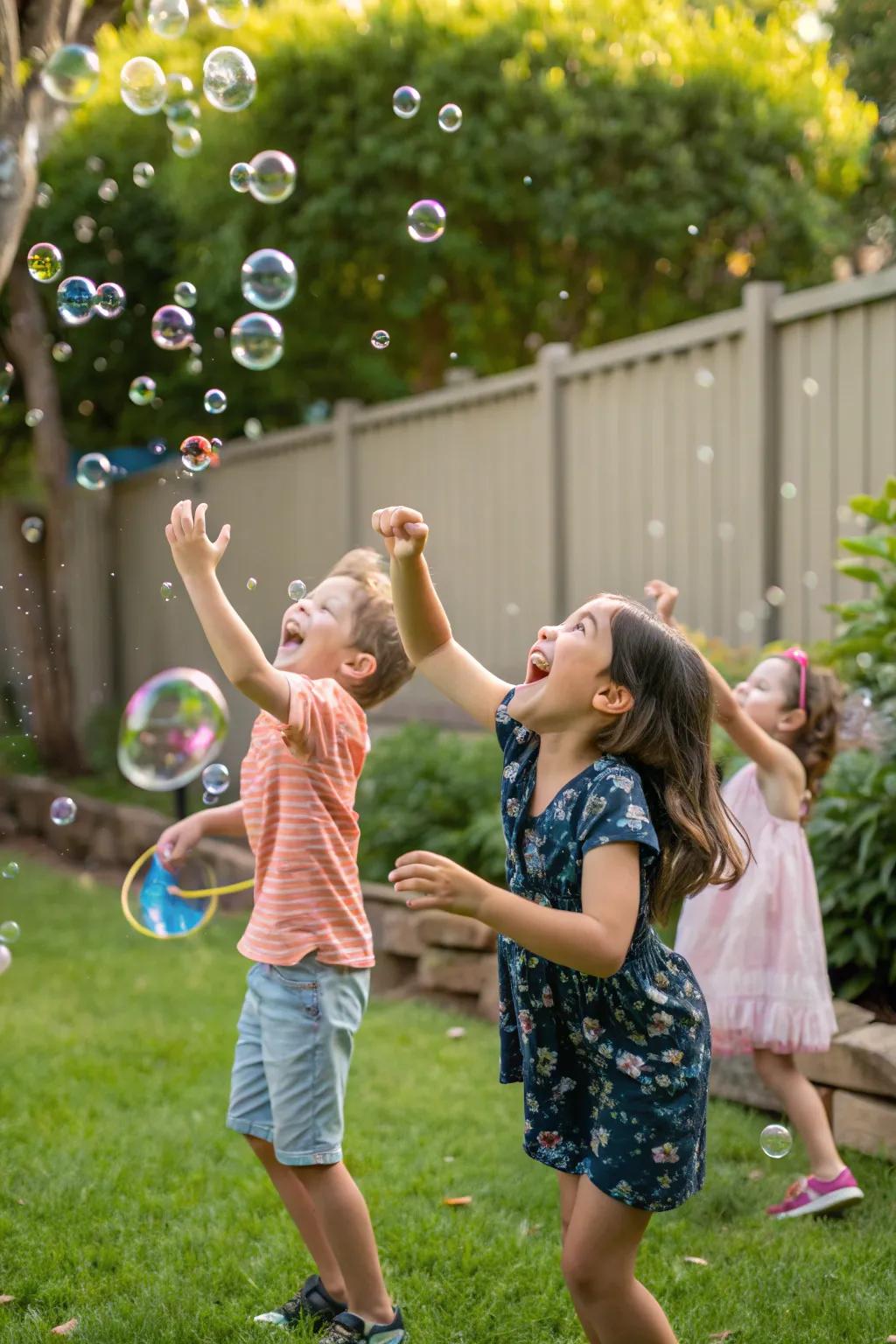 An outdoor bubble festival delivering happiness and laughter to toddlers.