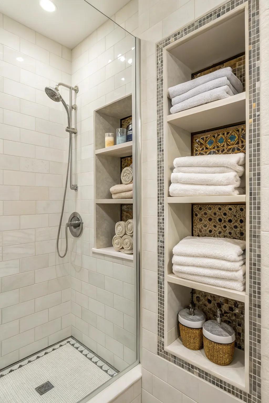 Integrated alcoves deliver a seamless and easily accessible storage choice.