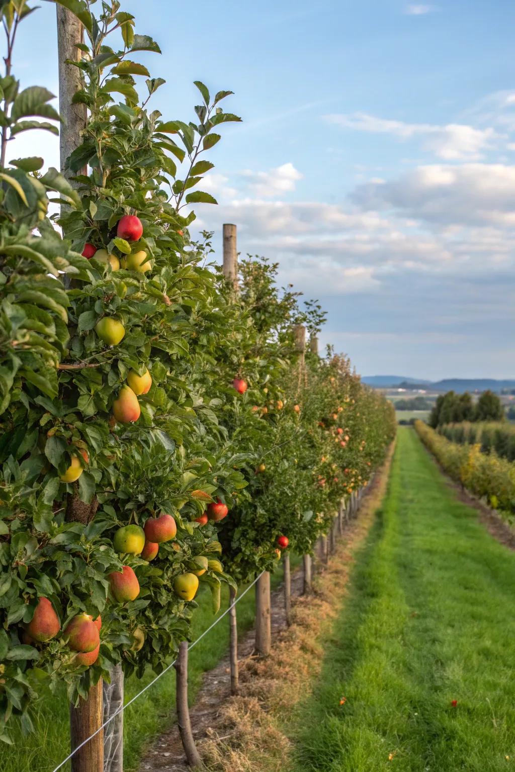 Living tree fence that bears fruit and beauty.