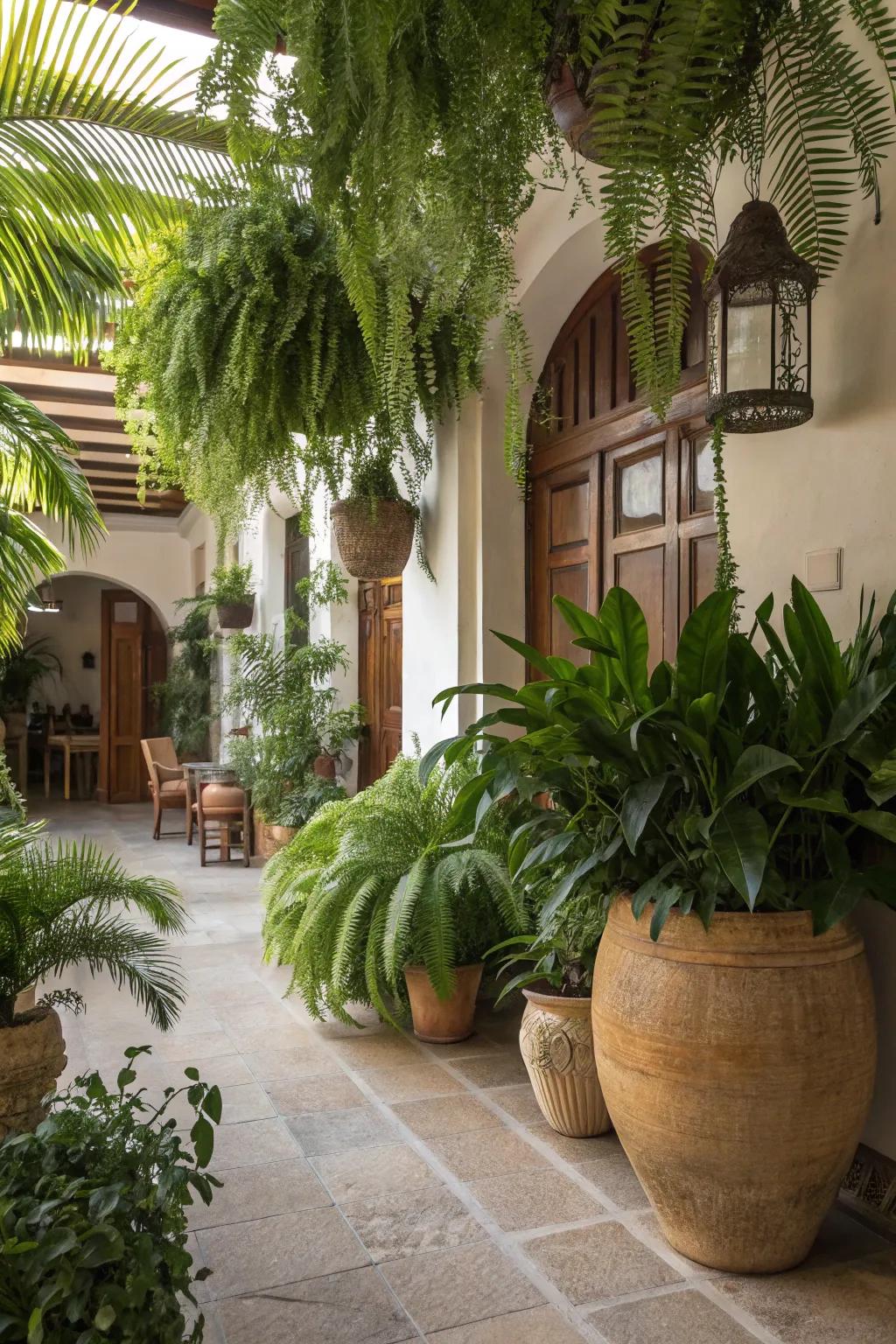 House plants introduce a refreshing tropical sensation to the home.