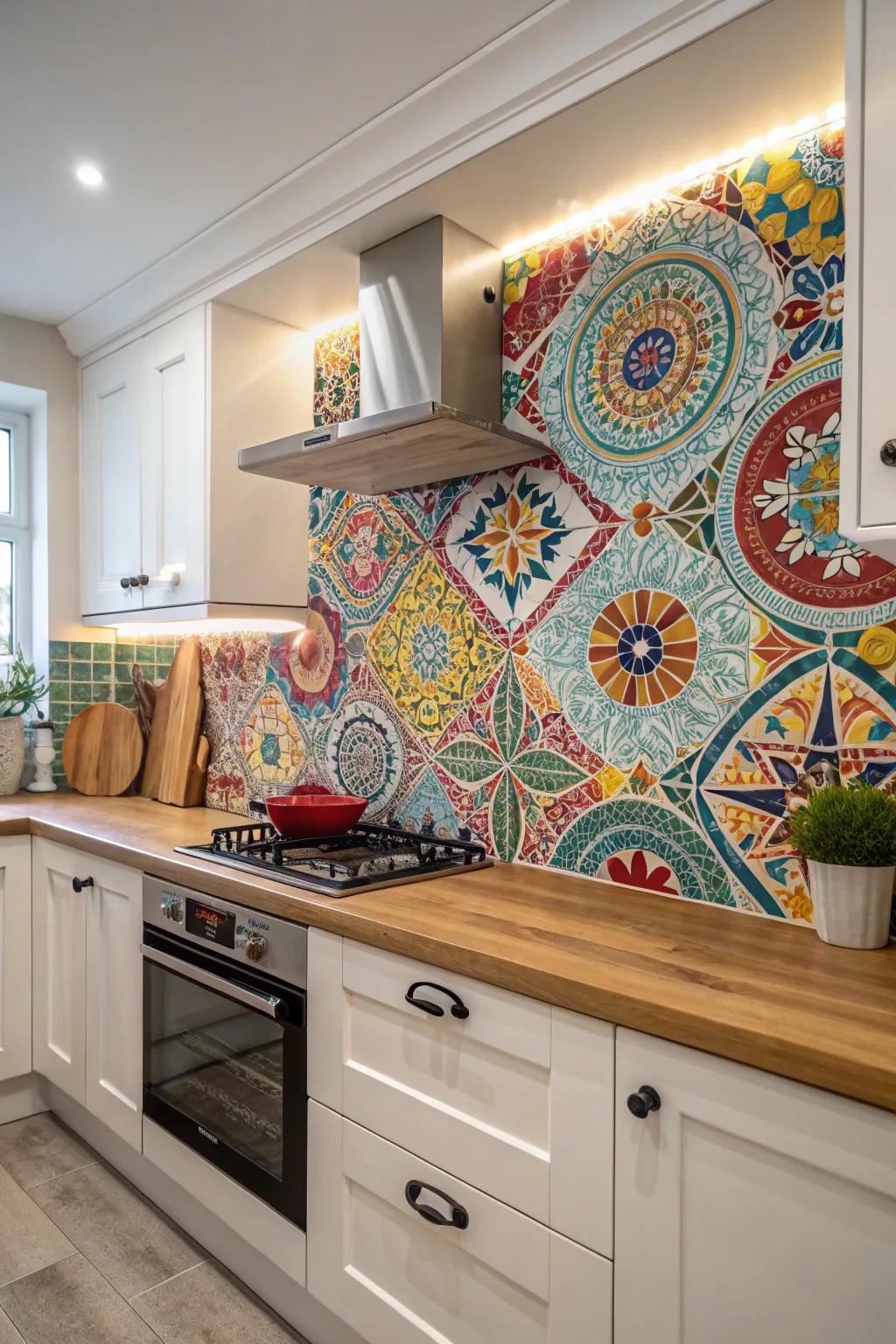 Allow complex mosaic designs to dominate your kitchen's aesthetics.
