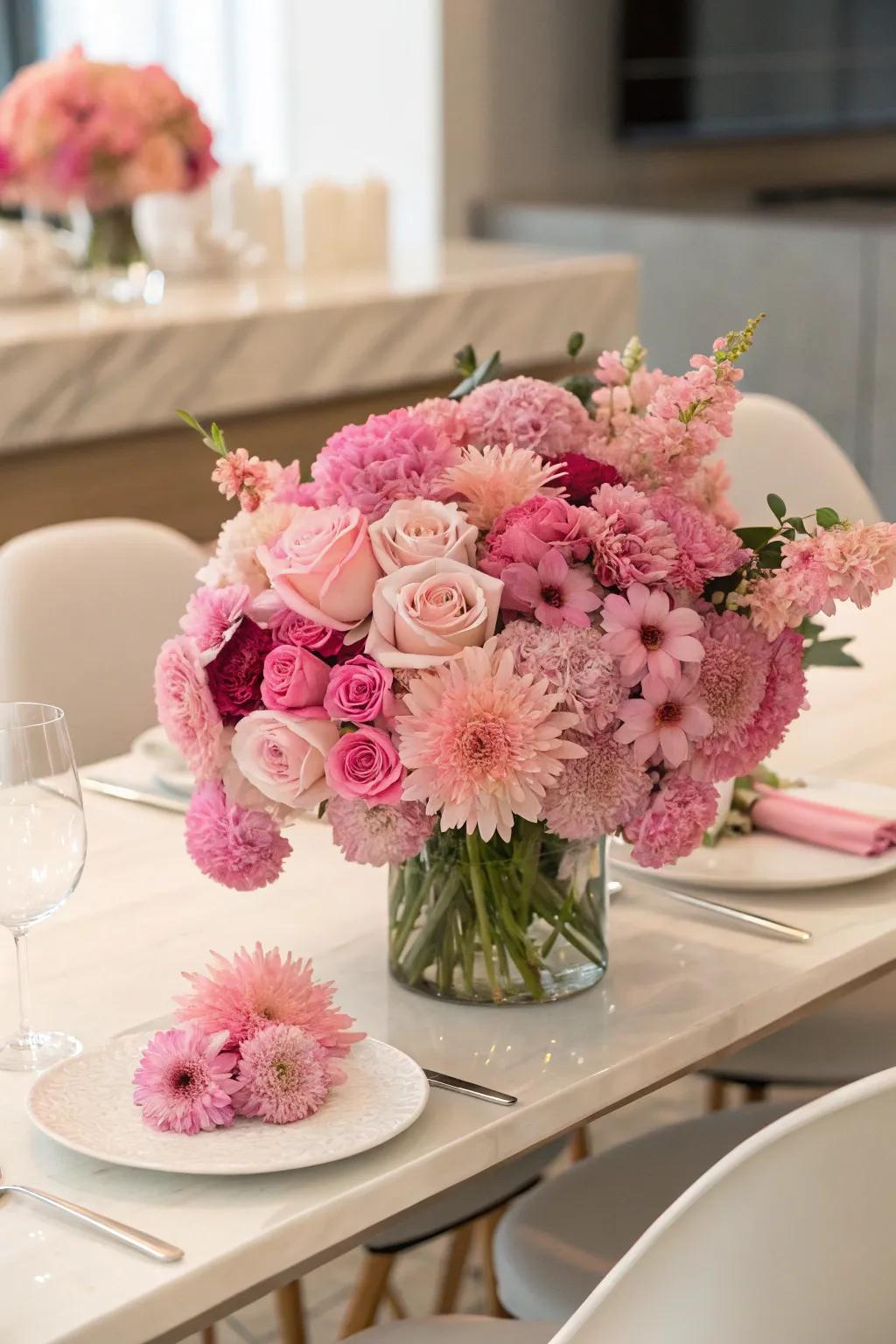 A modern twist with a mesmerizing gradient flower centerpiece.