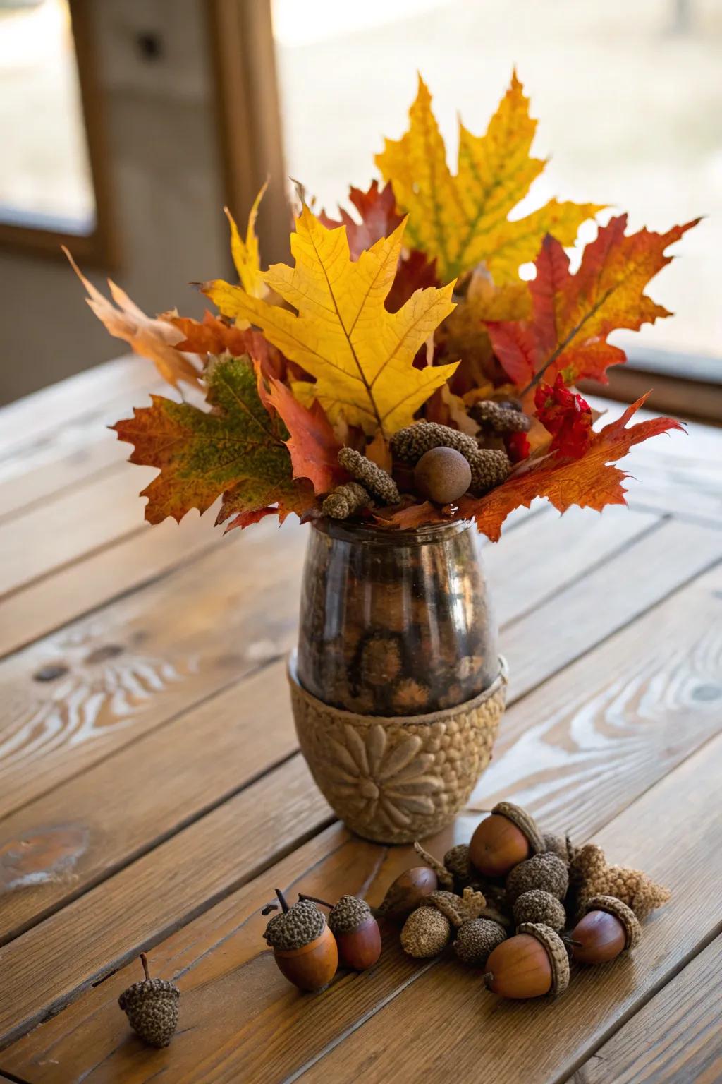 Seasonal components like foliage can transform your vase design.
