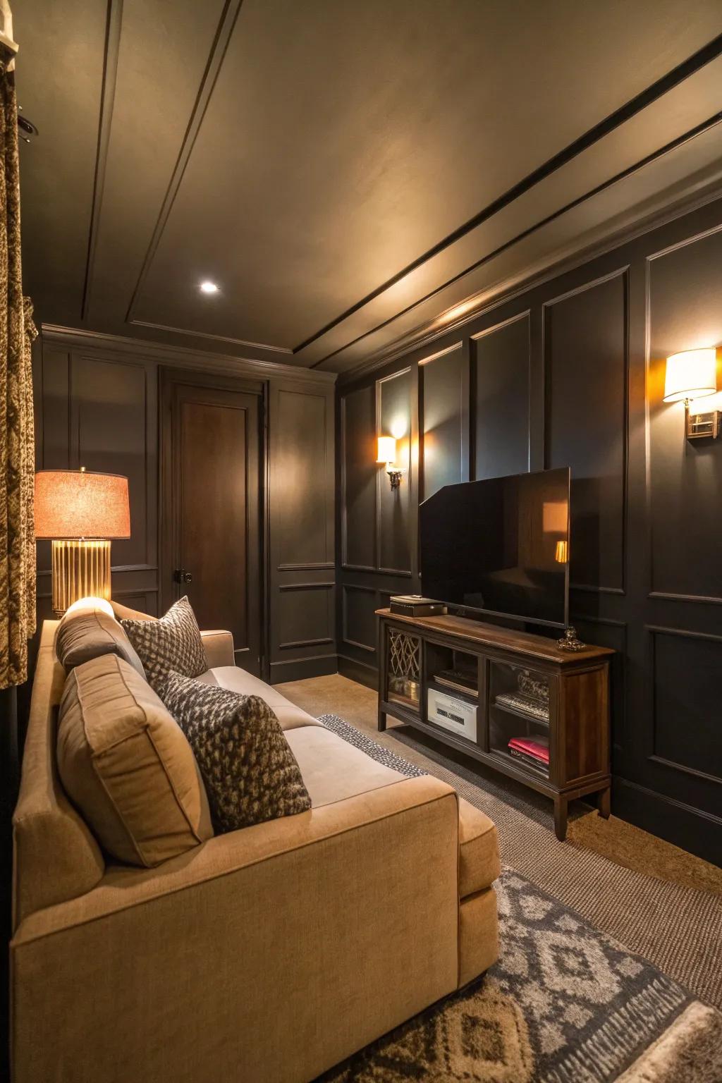 Dark walls add depth and warmth to small areas