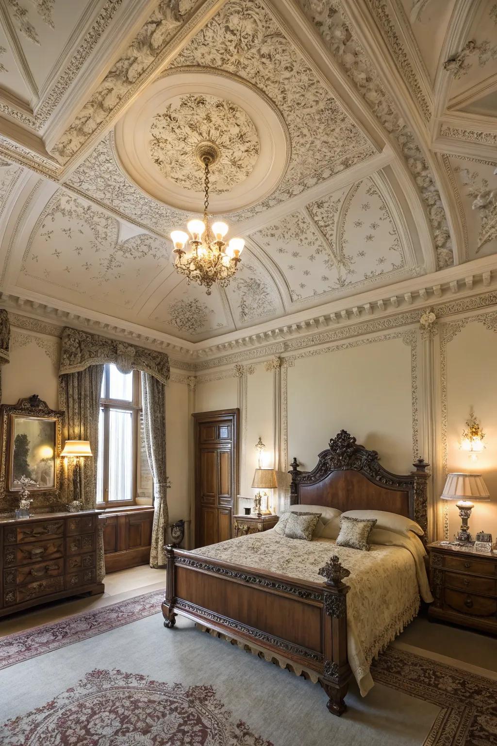 Ornamental moldings conjure a sensation of Victorian artistry.
