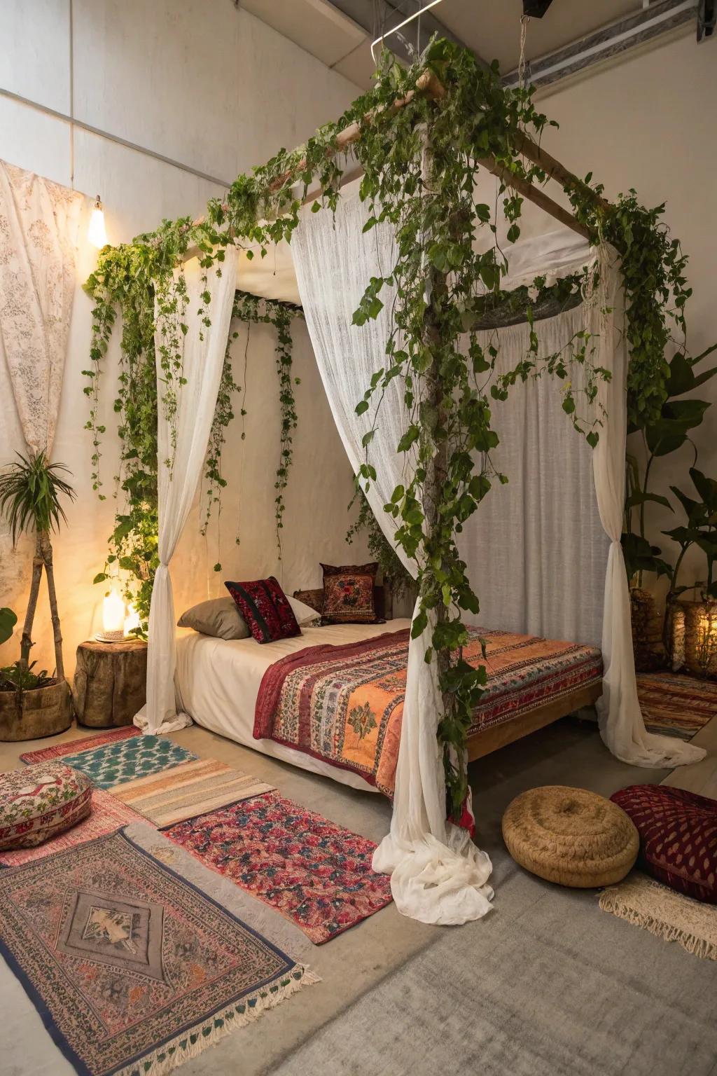Imbue bohemian allure utilizing cascading creepers.
