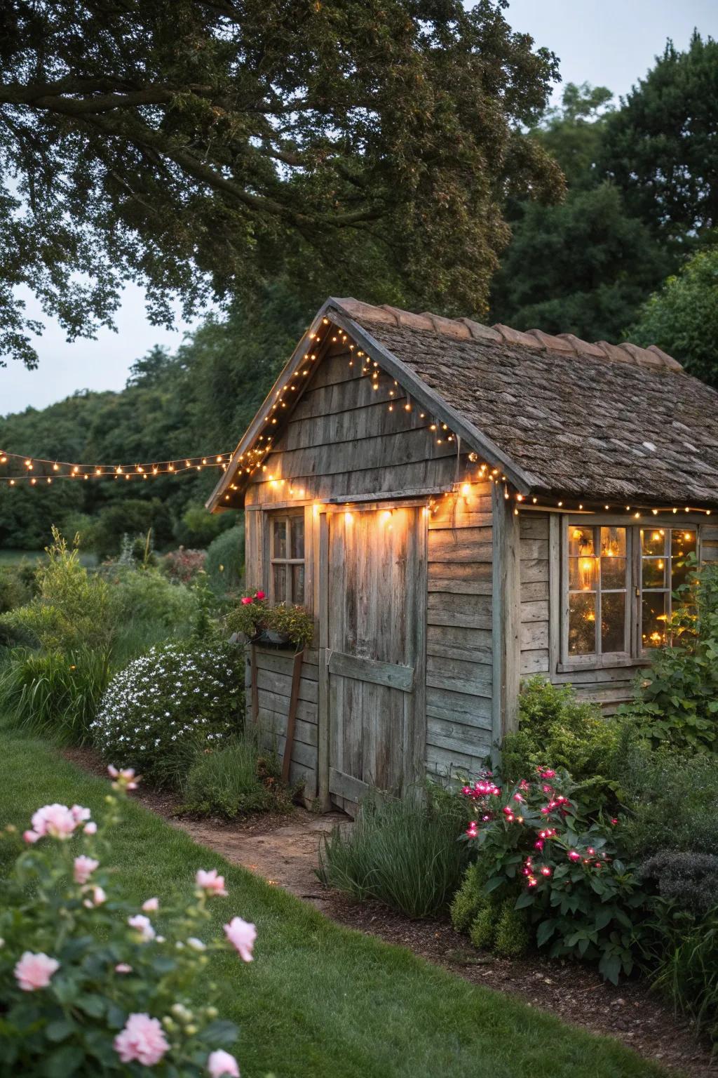 Nurture a snug setting with a country-style garden outbuilding.