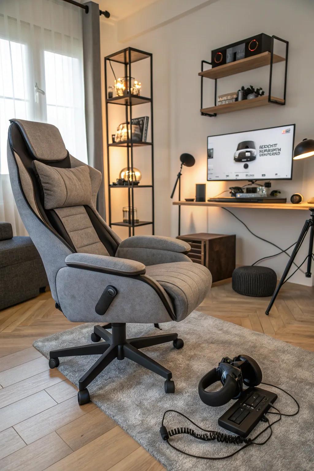 Unwind stylishly within a chair tailored for comfort and aid.