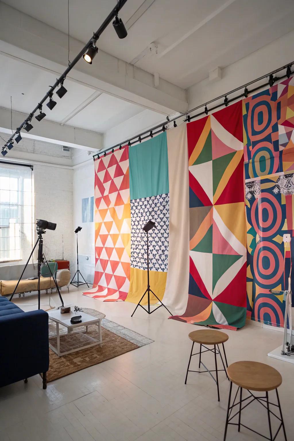 Textile walls bring pops of color and texture that are easily applied.