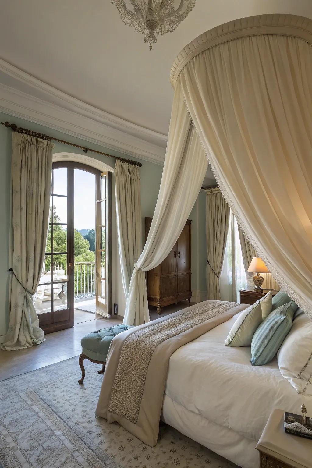 Floor-to-ceiling drapes bring an element of grandeur to your sleeping quarters.