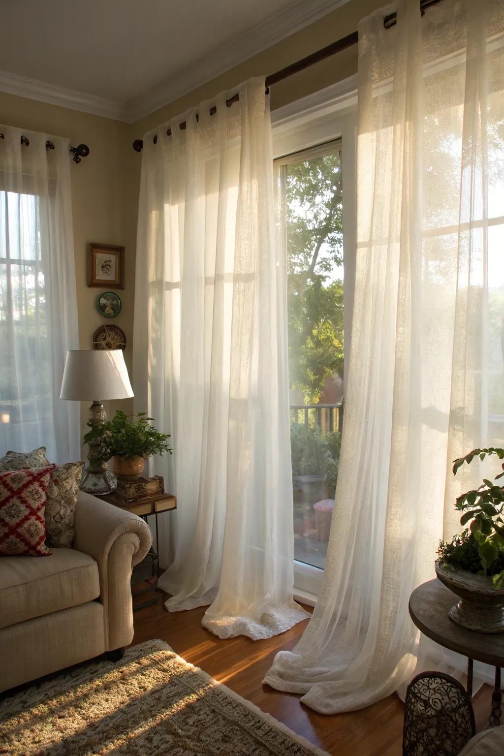 Sheer curtains are a light, breezy way to add privacy.