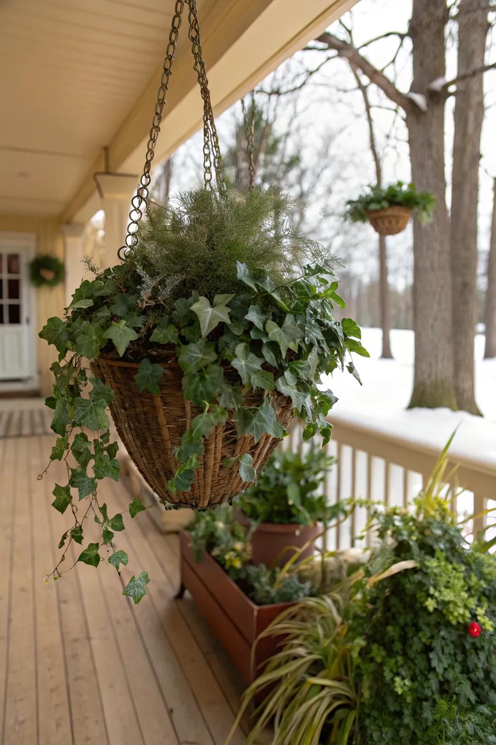 Ivy bestows a hint of sophistication to hanging features.