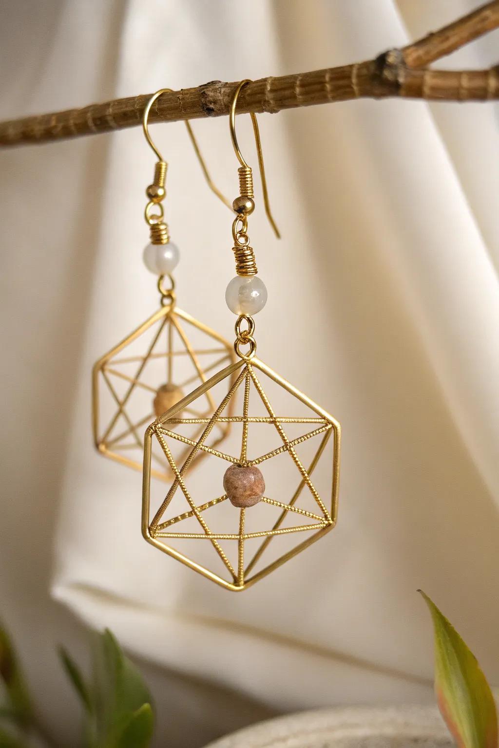 Step up your style with these impressive geometric wire earrings – a great combination of modern minimalism and bohemian appeal.