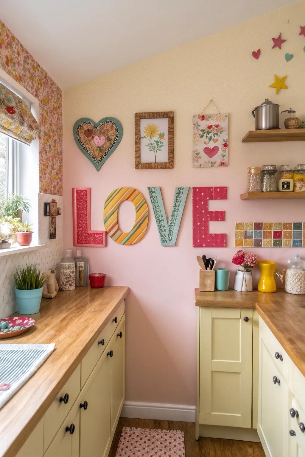 Vibrant collage initials brighten up any room.