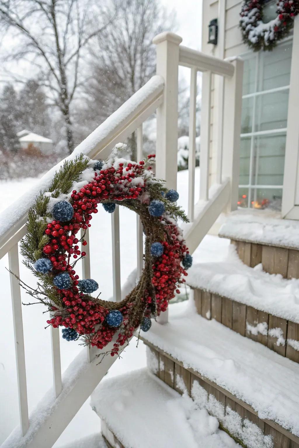 Radiant berries craft a lively juxtaposition against the serene whites of winter.
