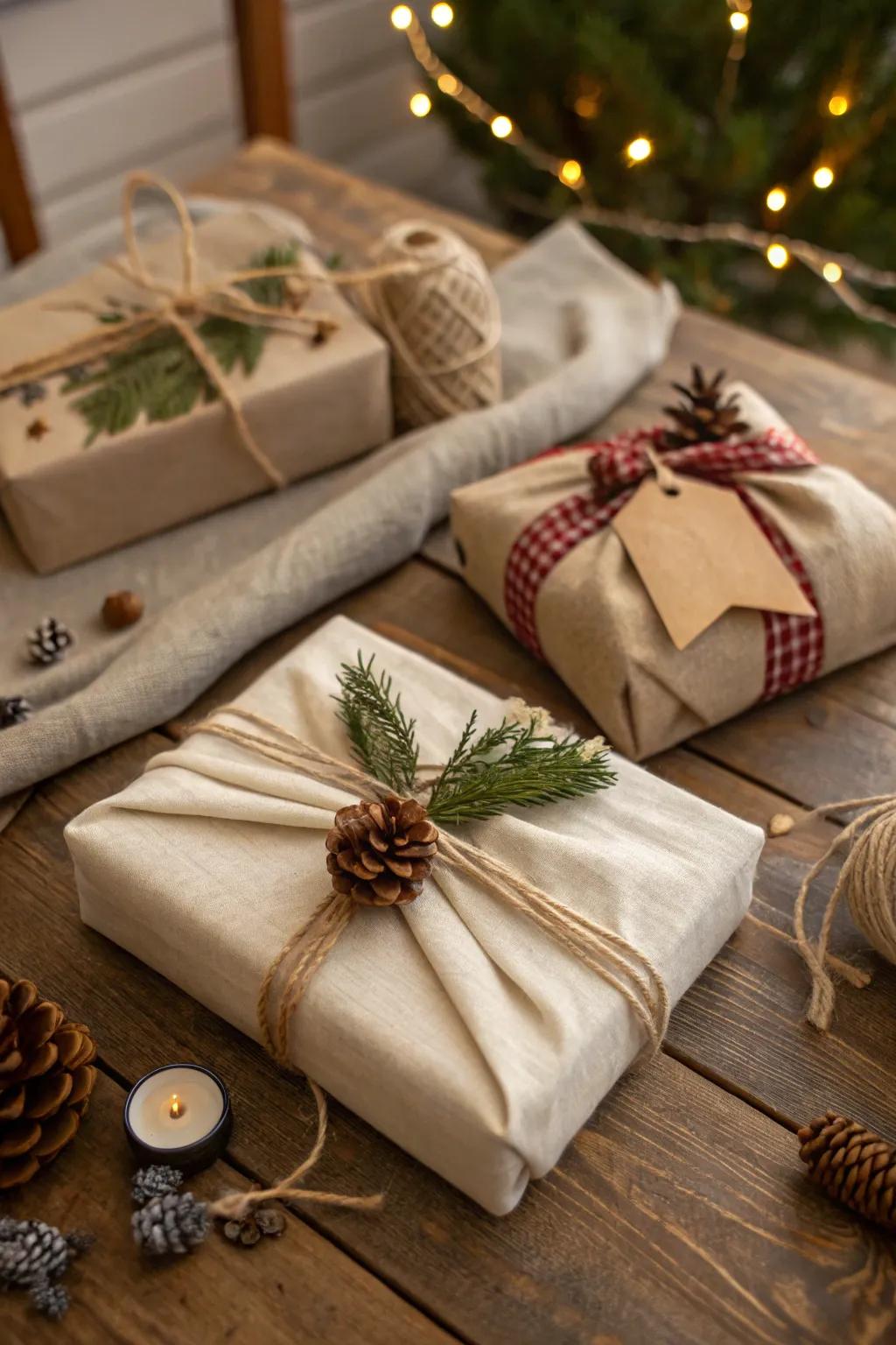 Chic and eco-conscious gift presentation concepts.