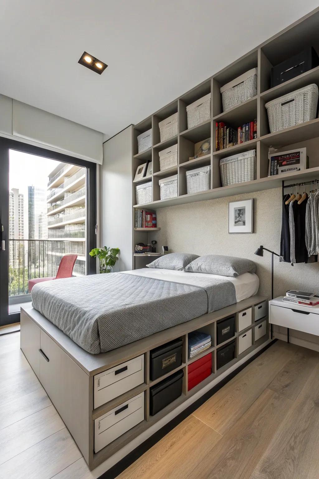 Smart storing maintains order and eliminates clutter in your studio.