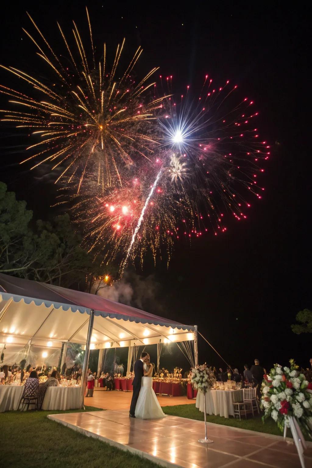 A magnificent fireworks display, culminating a night to remember.