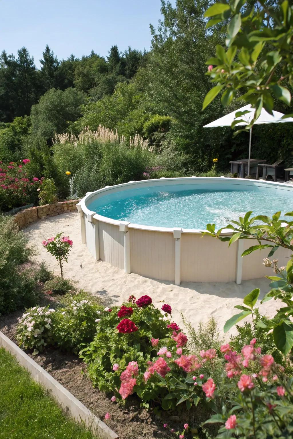 Sand crafts a tender, welcoming foundation for your pool.