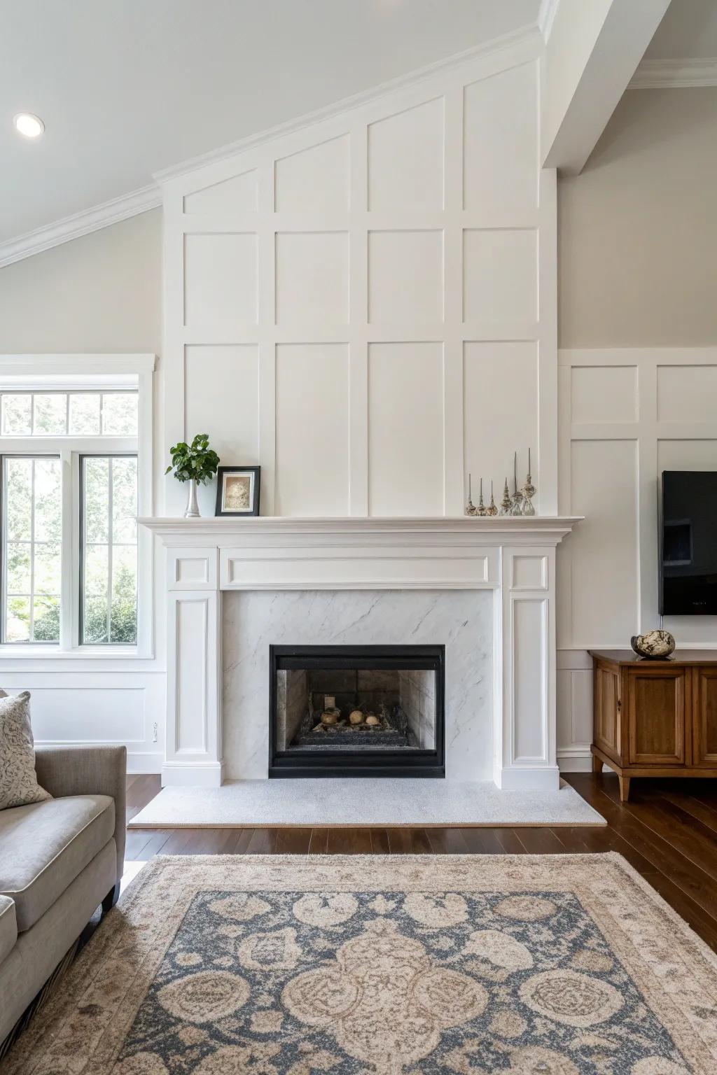 A minimalist white wall establishes a crisp, up-to-date aesthetic.