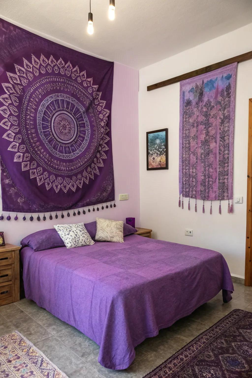 Voice yourself through violet wall art.