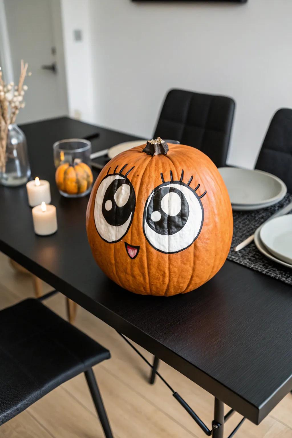 Allow anime eyes to introduce an expressive element to your pumpkin designs.