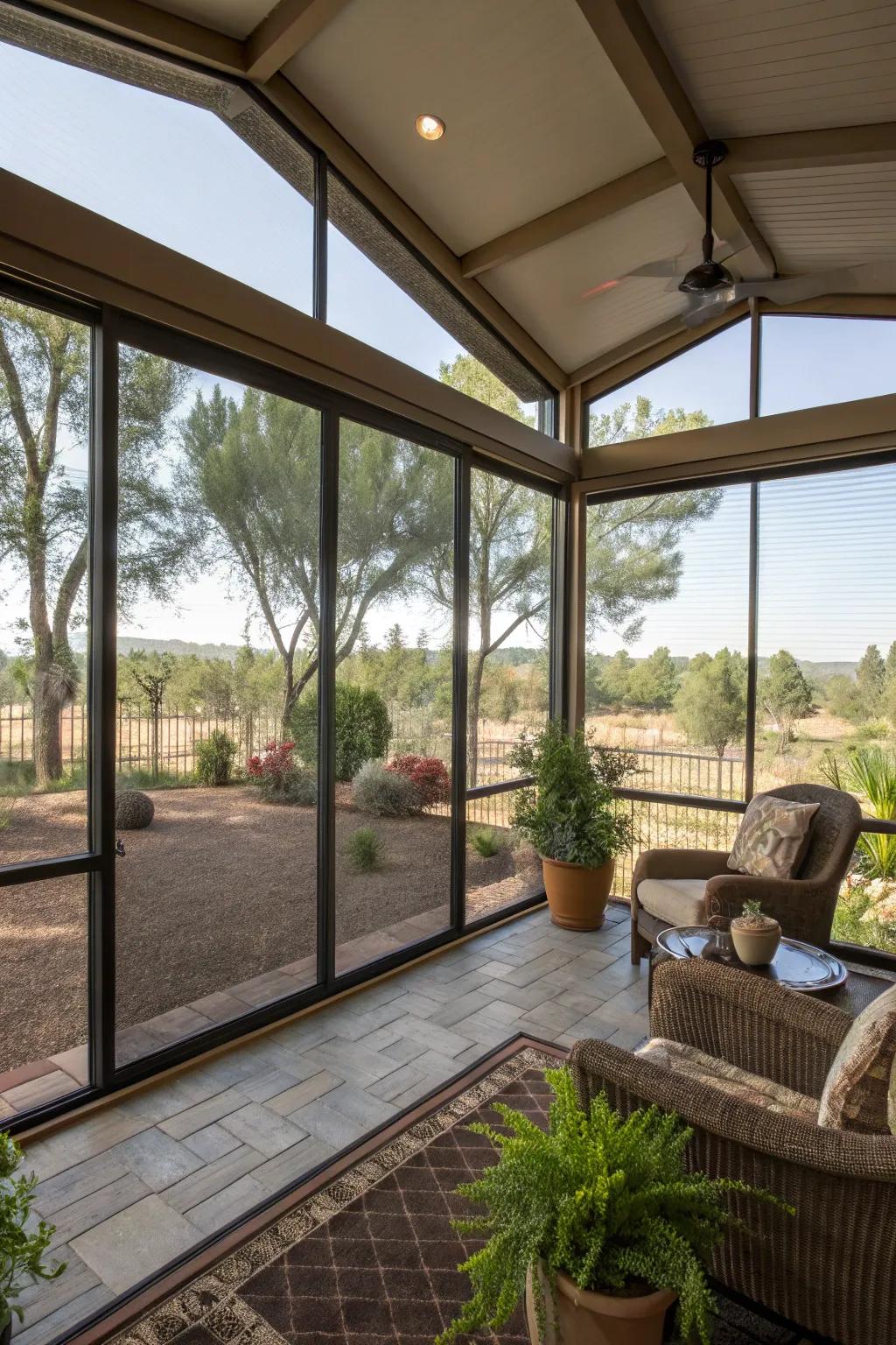 A serene, bug-free environment with the comfort afforded by a screened Arizona room.