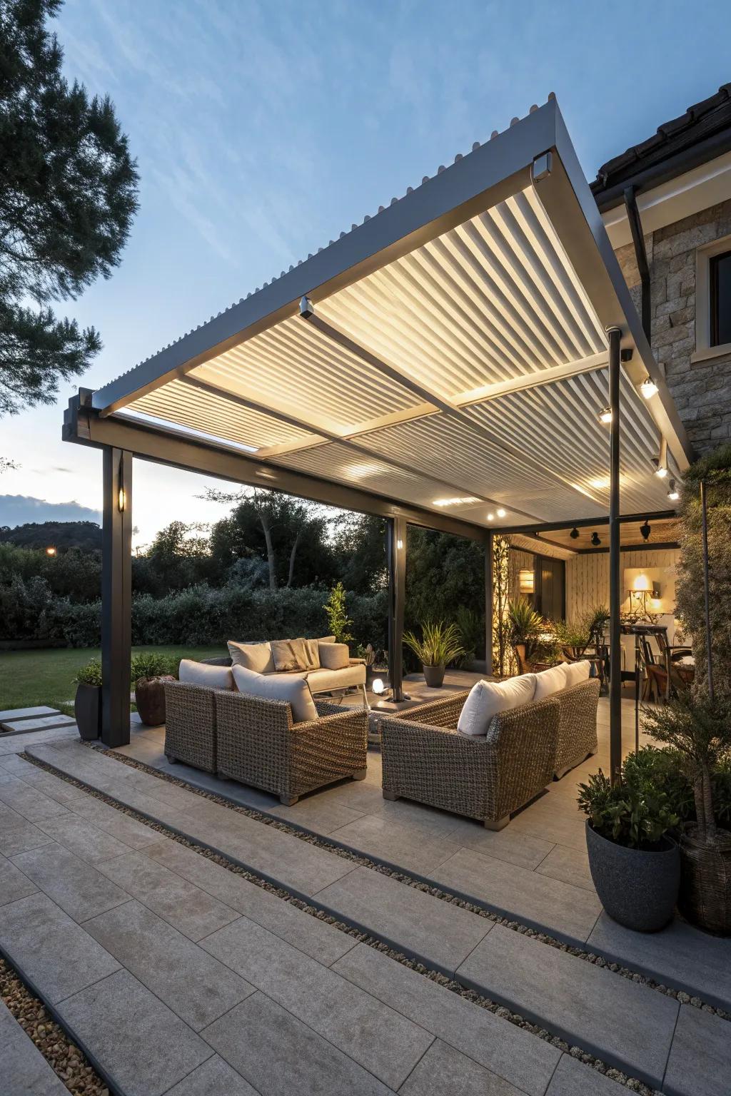 Take charge of your patio's environment through a louvered structure.