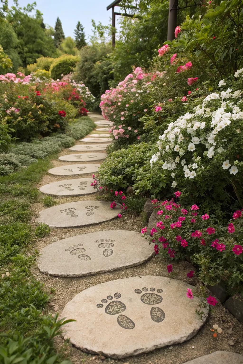 Delightful footprint stones lending enchantment to any garden setting.