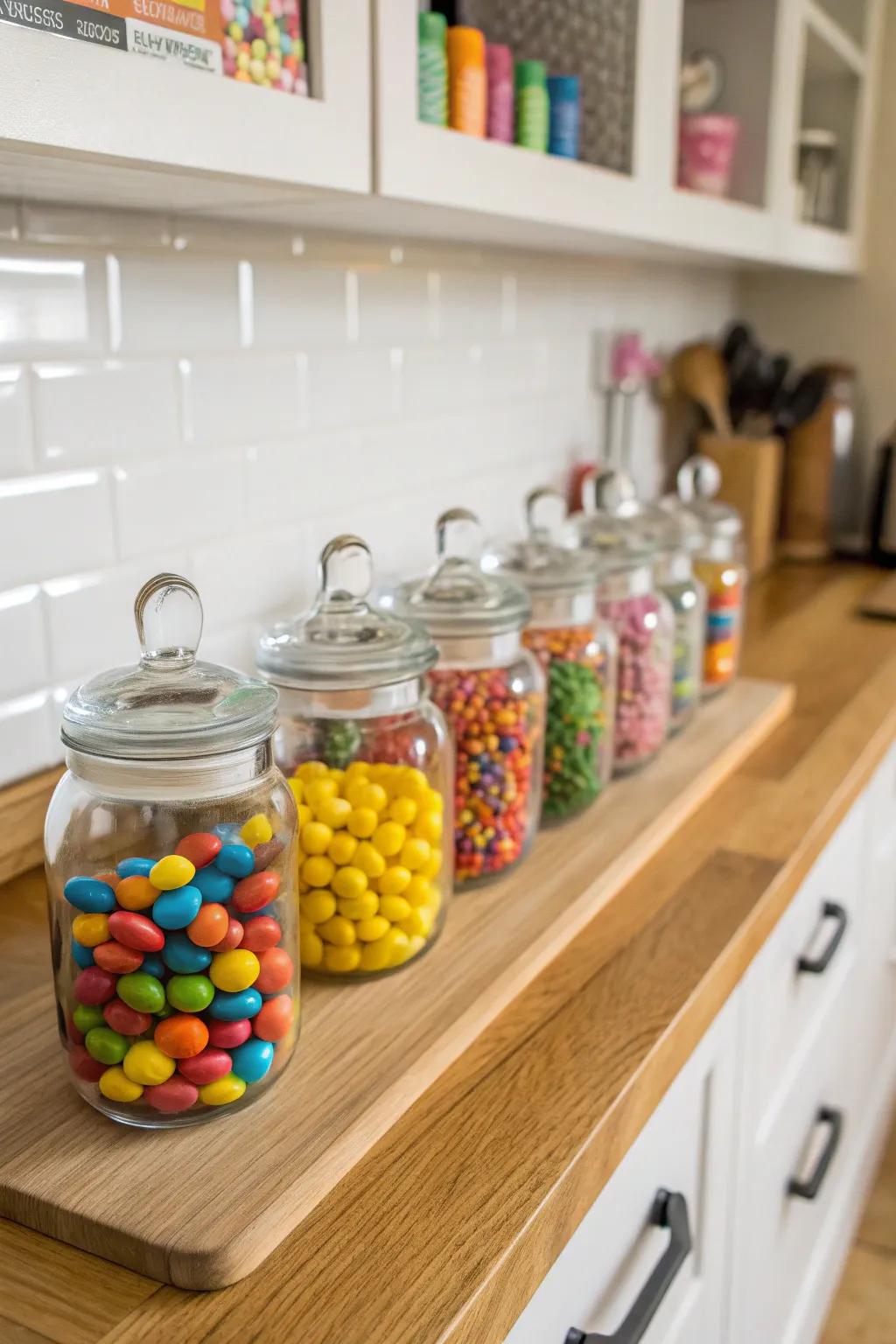Yummy bites in charming jars for your guests.
