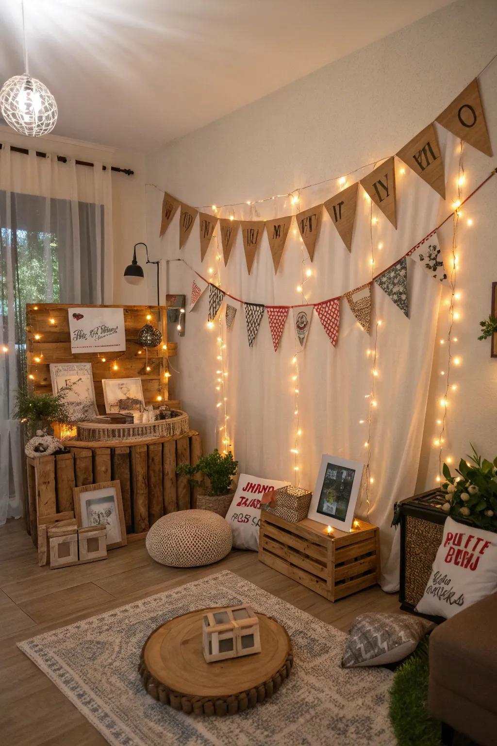 Add a personal touch to your party with a themed backdrop.