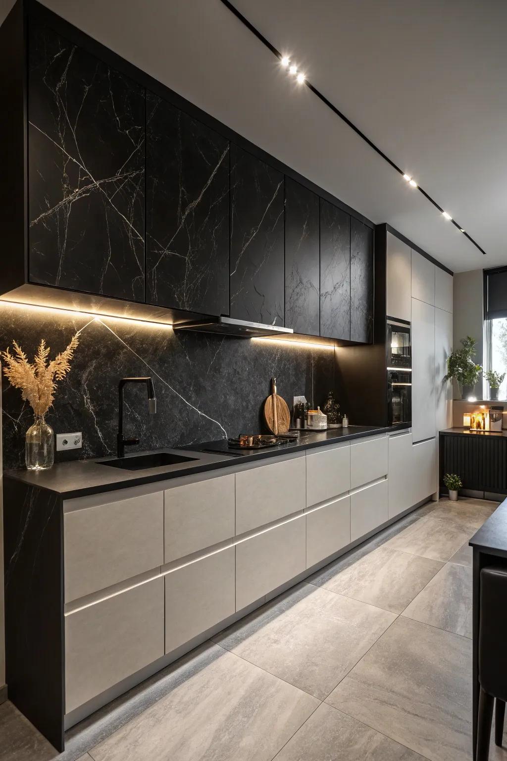 Dark over dark delivers a remarkable and elegant kitchen environment.