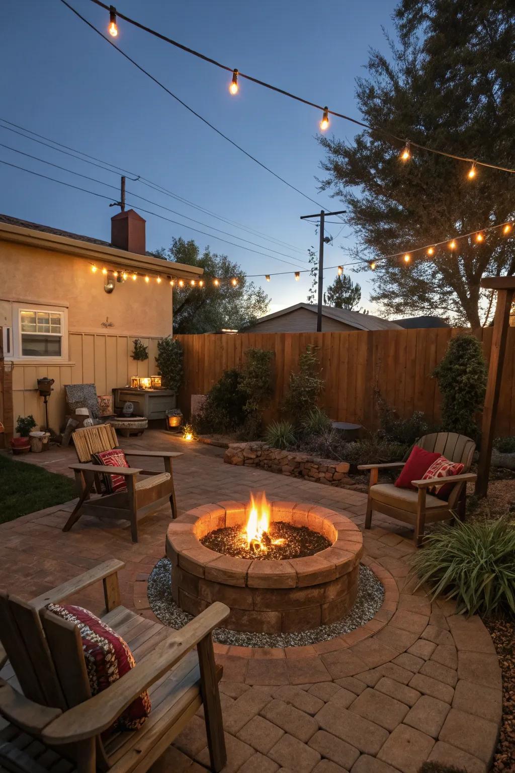 An outdoor heater provides warmth and ambiance for evening unwinding.