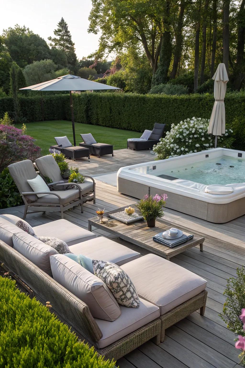 Cozy seating attracts unwinding and upgrades your patio's appeal.