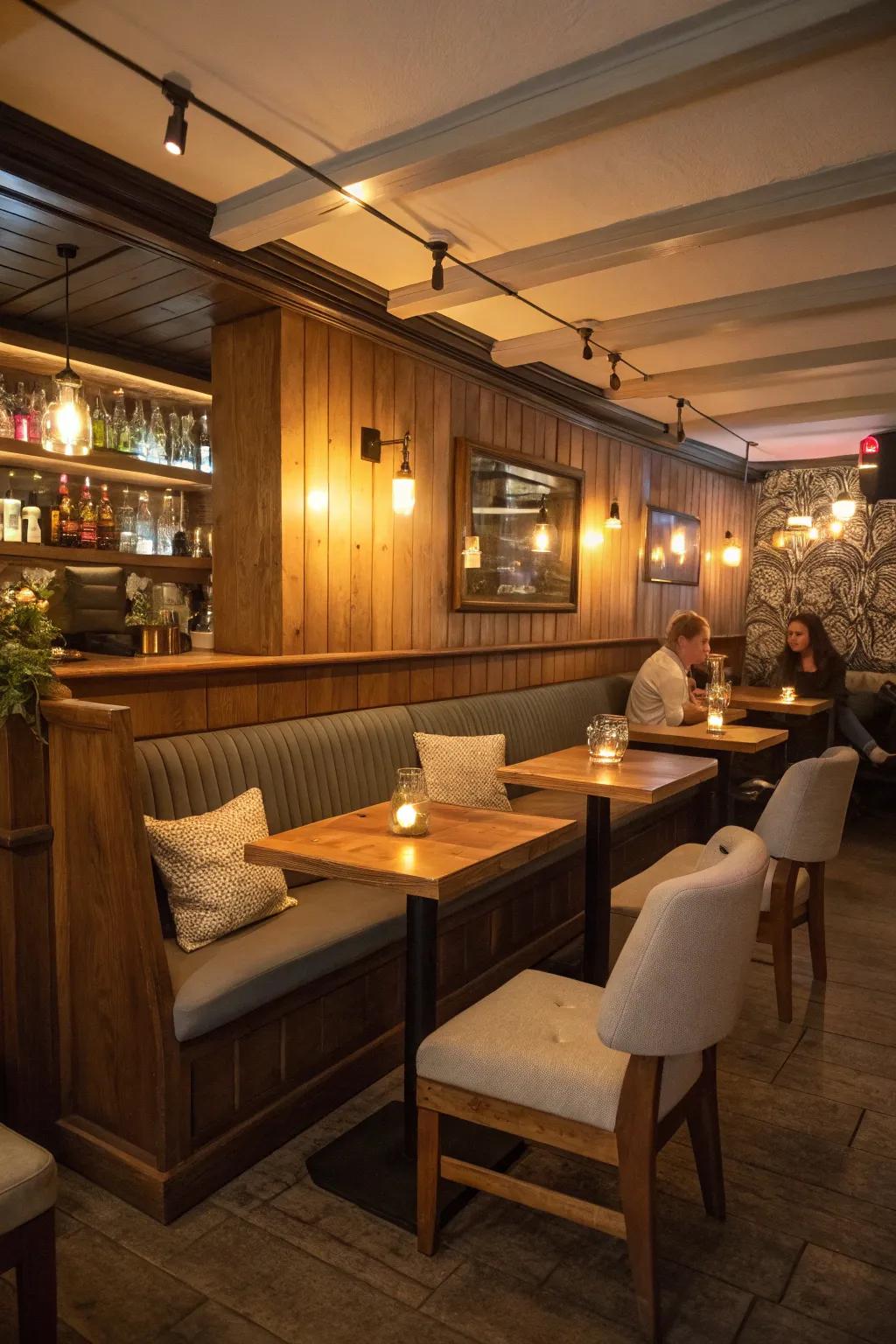 A snug nook can make the best cozy bar area.