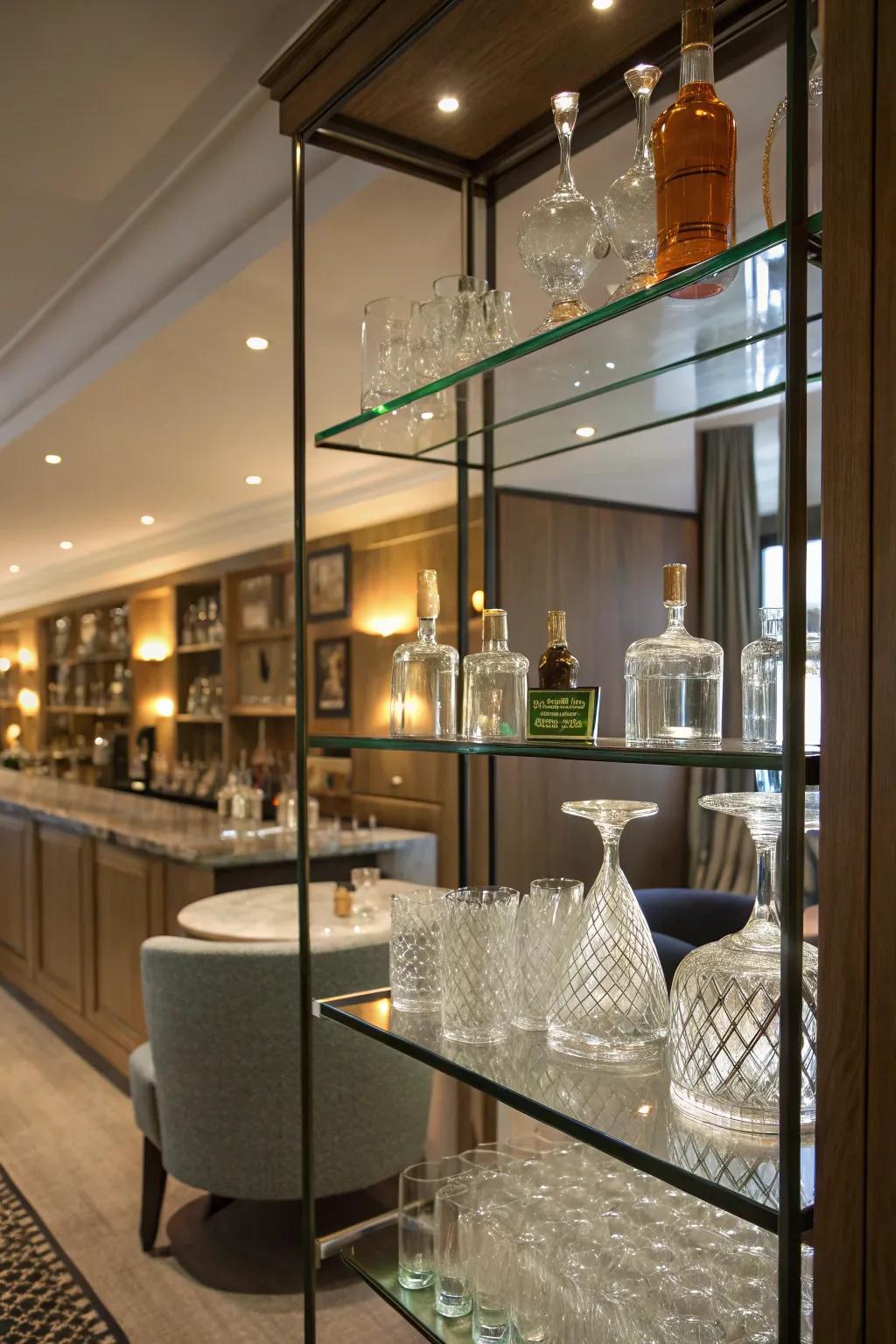 Clear boards amplify the elegance of your home bar.