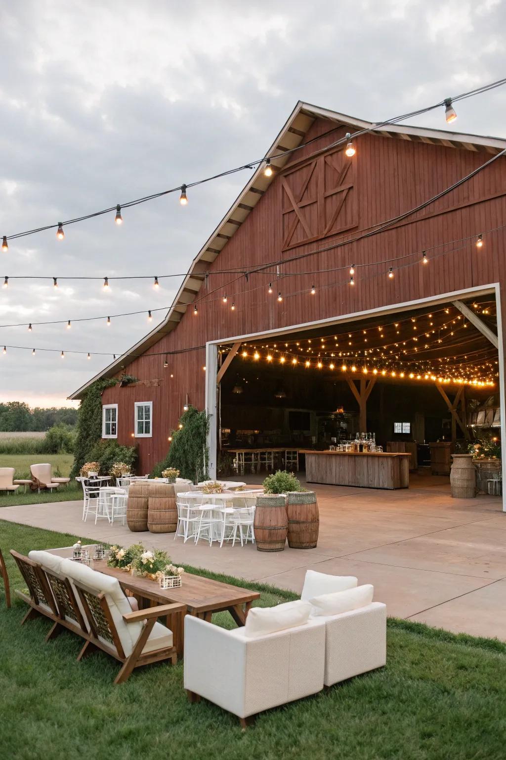 An open-air entertainment barn can evolve into the nexus of your social affairs.