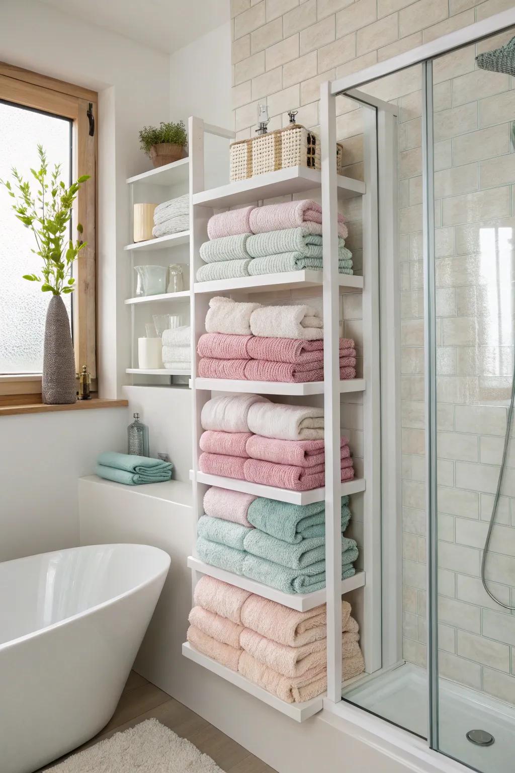 Solid wall-affixed units are great when space is limited for keeping towels.