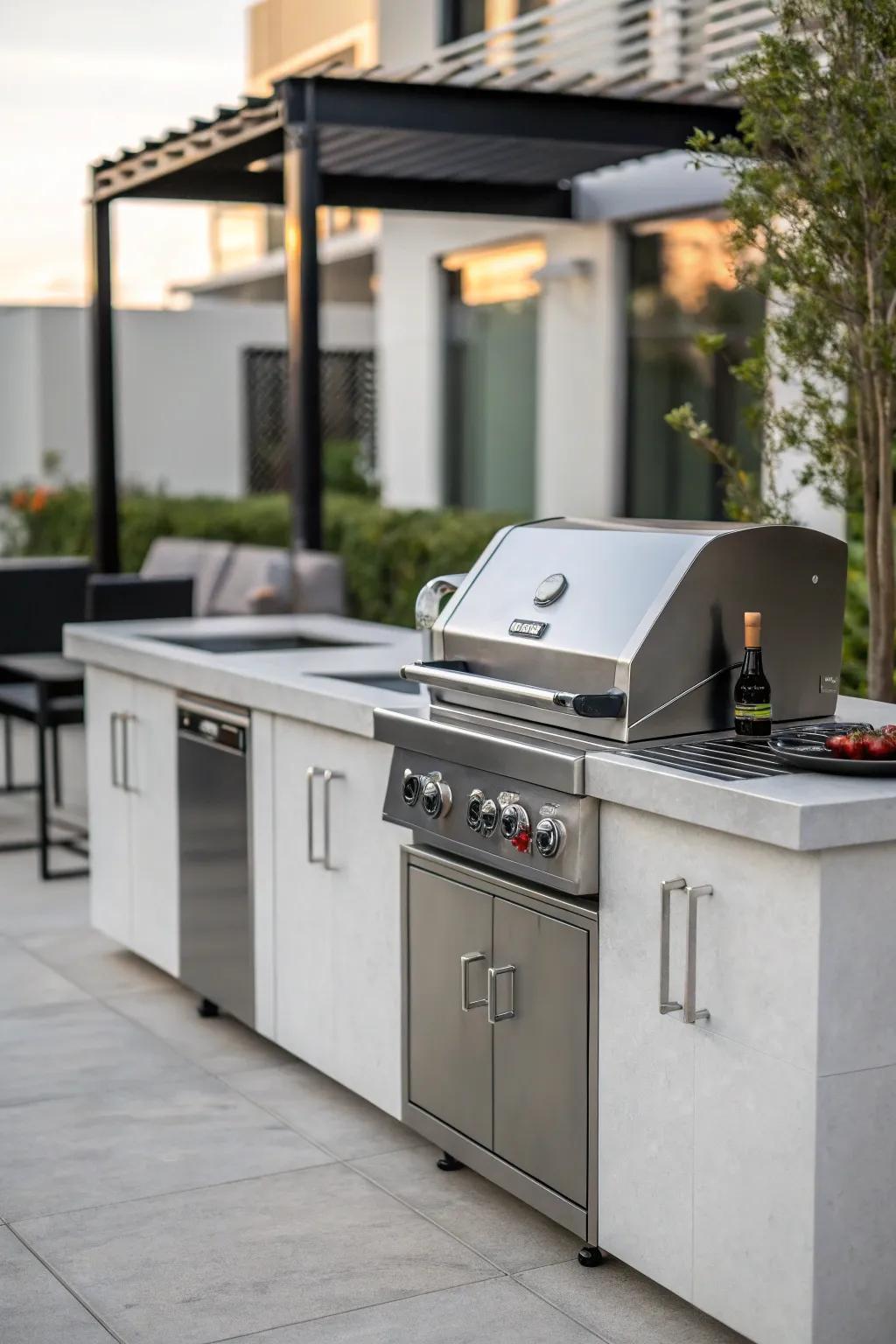 Achieve a contemporary aesthetic with a streamlined modern BBQ design.