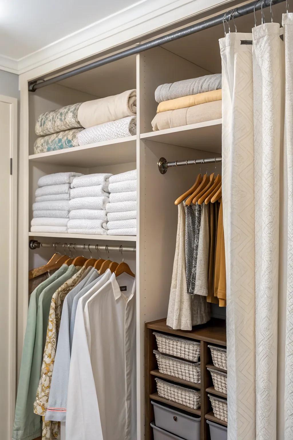 Dangling storage maximizes area and prevents sheets from wrinkling.