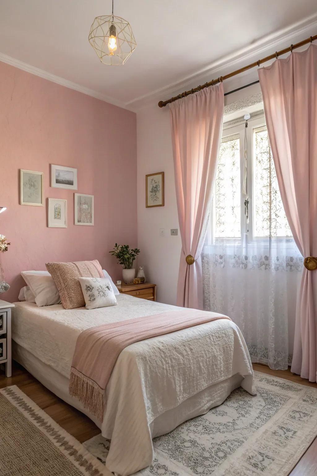 Embrace serenity with pale hues in your slumber space.