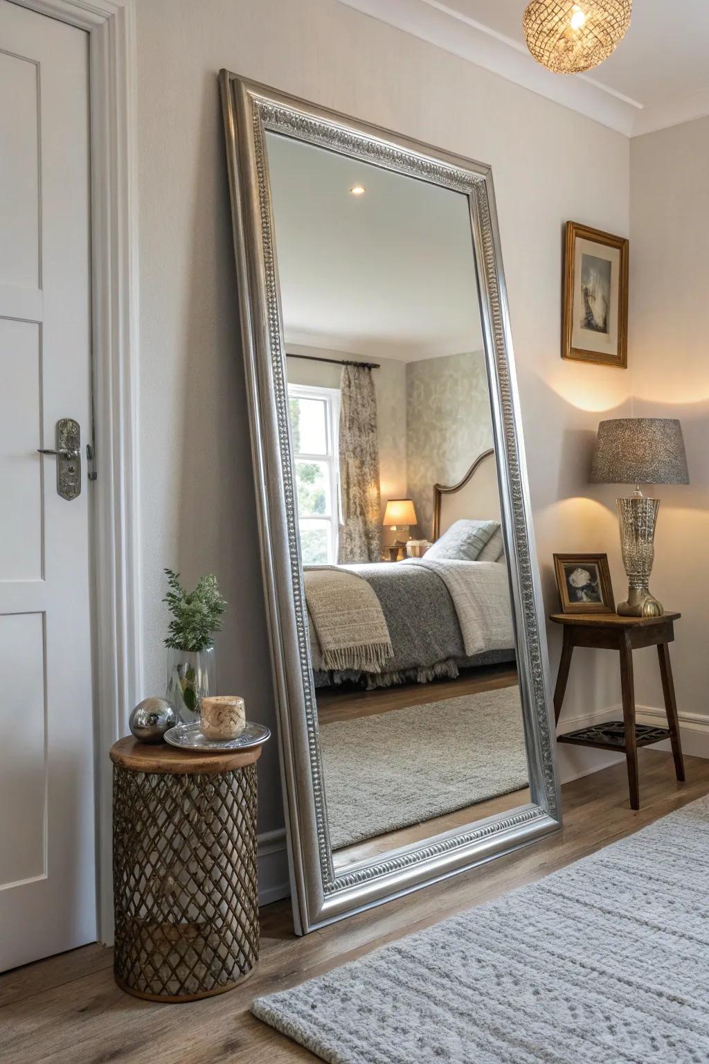 Mirrors can give the impression of increased roominess and light.