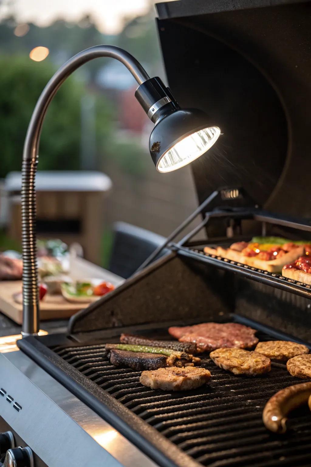 Gooseneck sparks offer adjustable lighting for exact grilling.