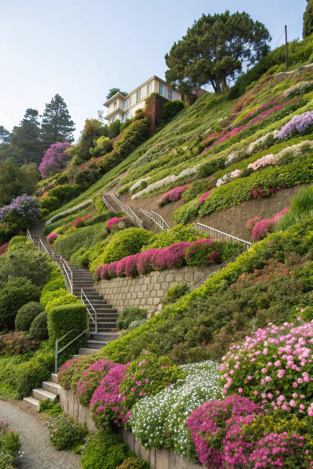 Terracing introduces dimension and control to sloped gardens.