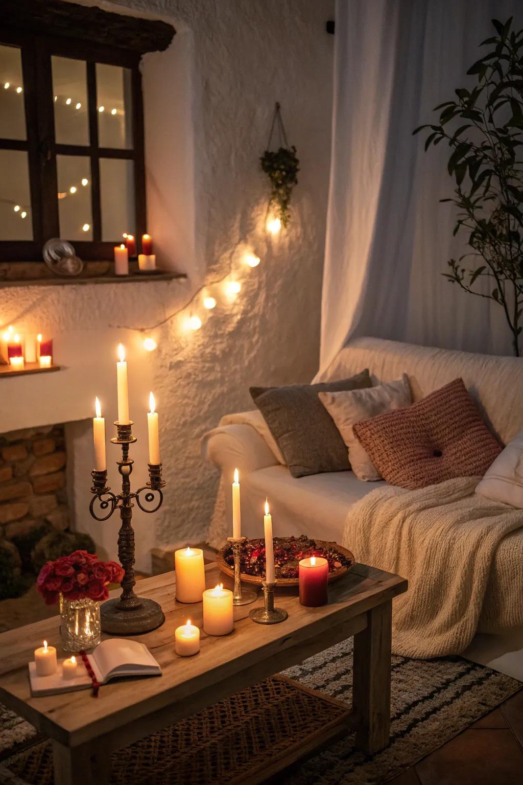 Candles create a welcoming and cozy ambiance for a birthday event.