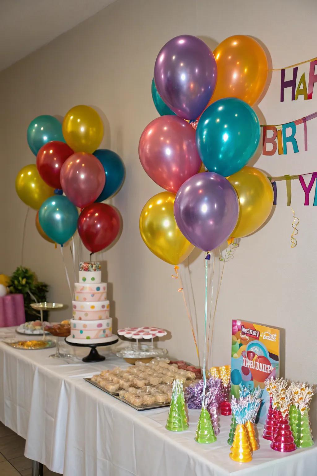 Shimmering air-filled decorations bring a playful yet elegant element to your party's design.