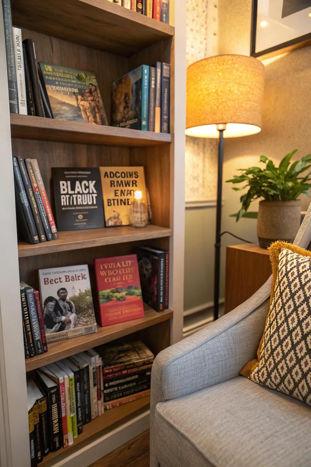 A bookshelf dedicated to literature empowering Black voices.