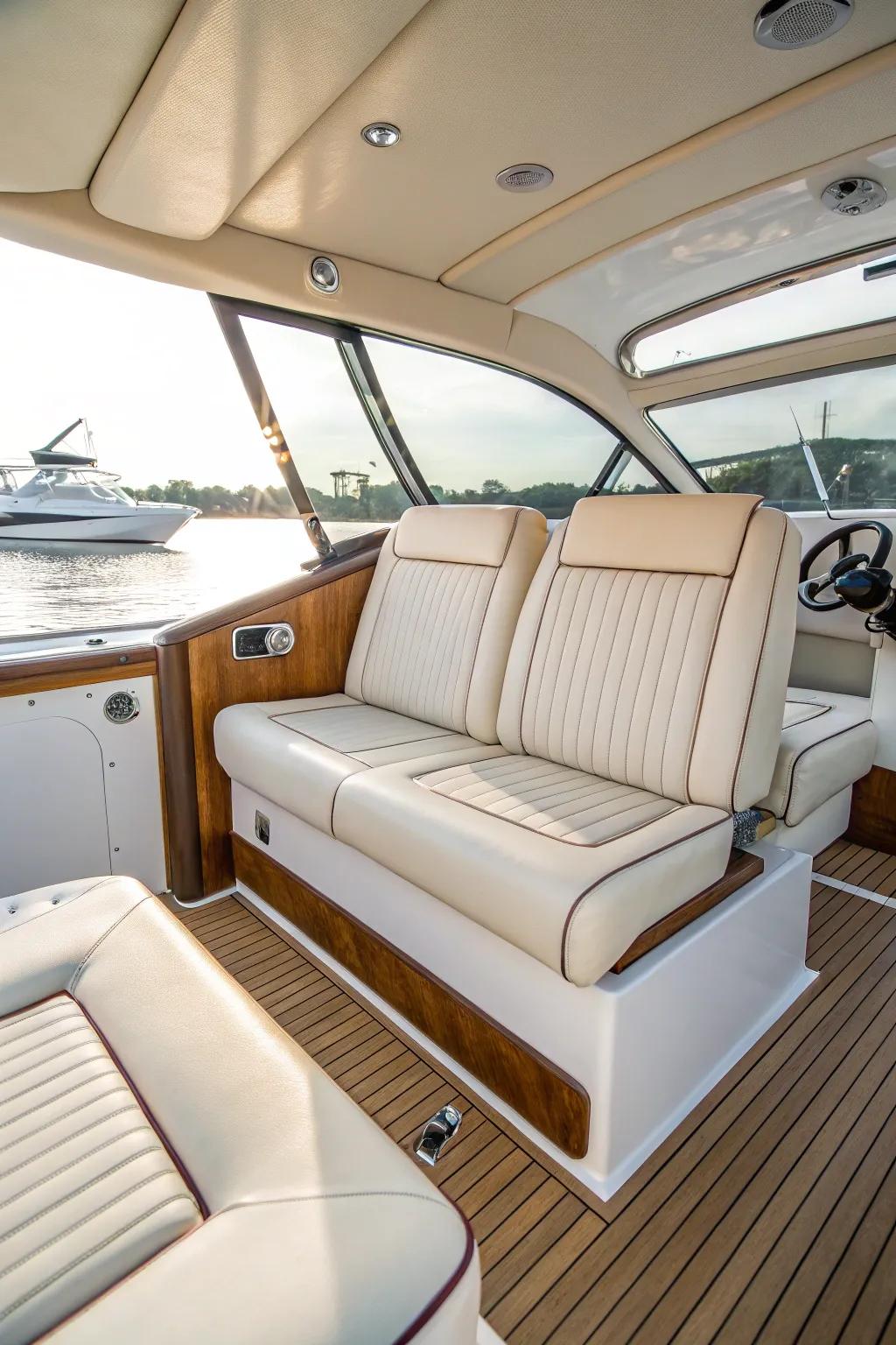 Tough upholstery materials ensure your boat beautifully endures the weather.