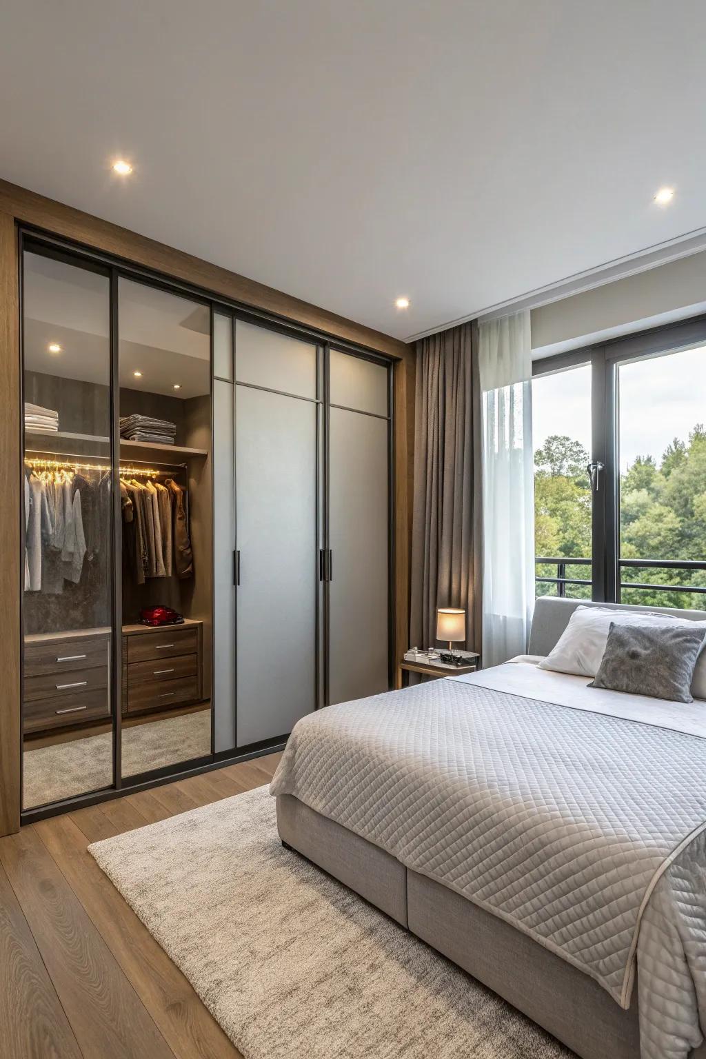 Sliding doors offer a streamlined and space-efficient closet option.