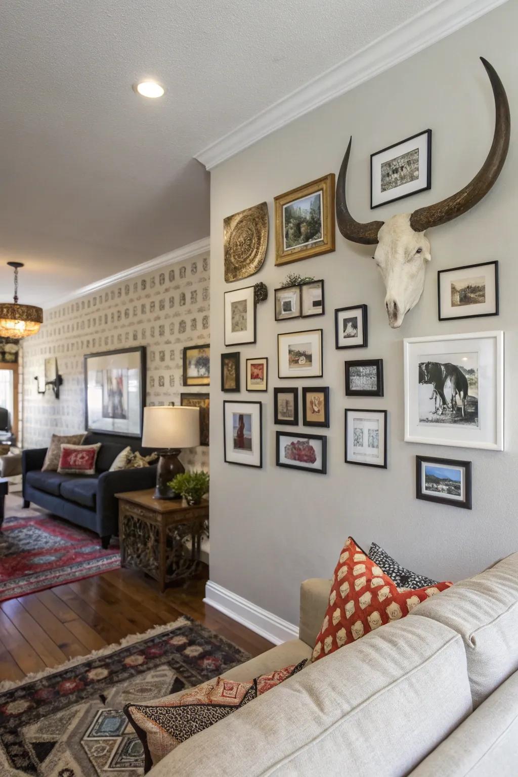 Mix and match on a gallery wall.
